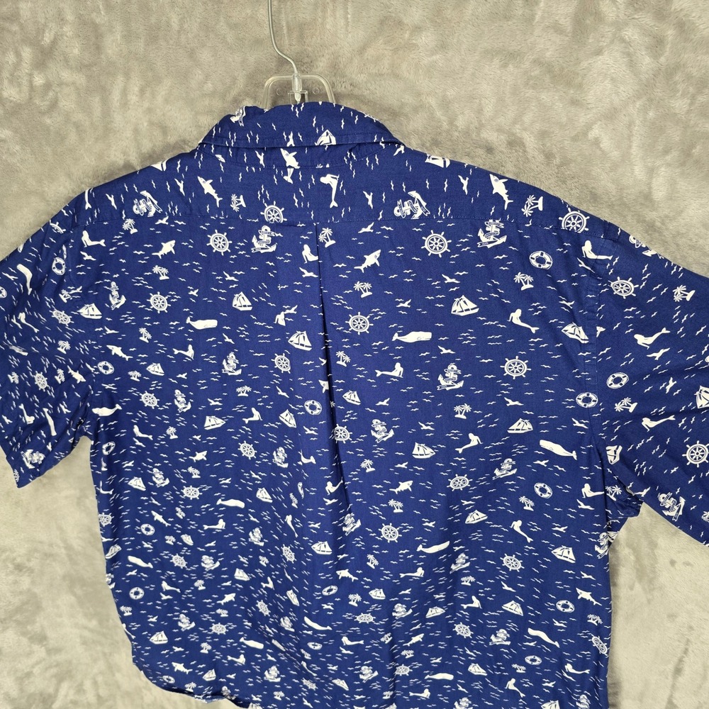 Brooks Brothers Regent Shirt Mens XXL Blue Nautical Whale Mermaid Anchor Cotton - Picture 10 of 13
